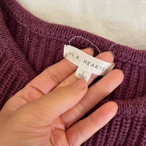 PACSUN BURGUNDY CROPPED STRIPED SWEATER - Picture 2 of 3